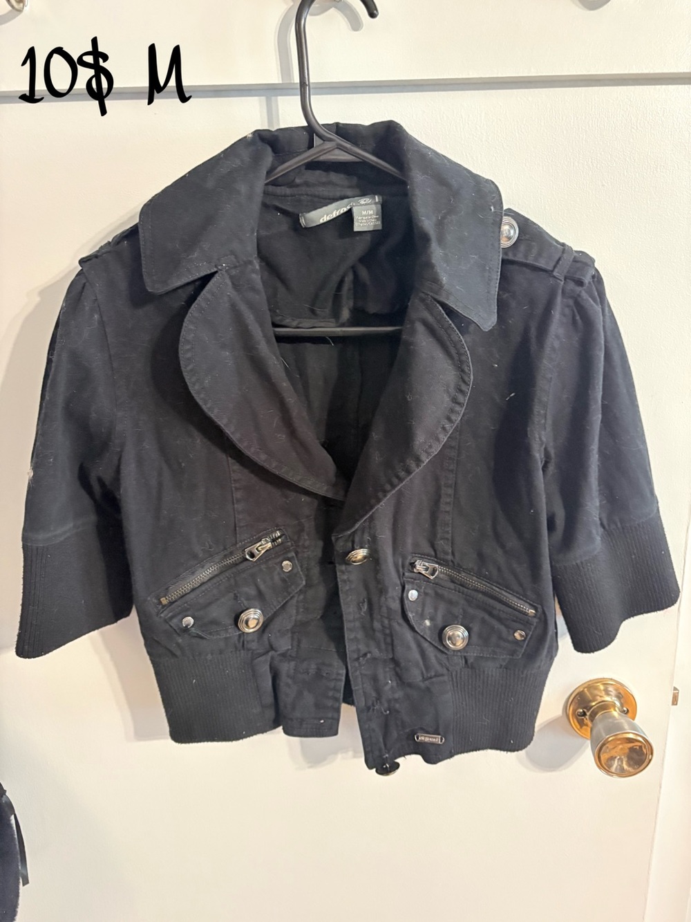 Black Cropped Jacket with Zip Pockets